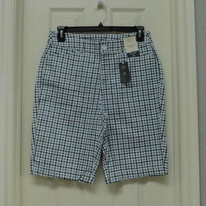 ST. JOHN’S BAY Secretly Slender Mid Rise Bermuda Short Blue Check Womens 10